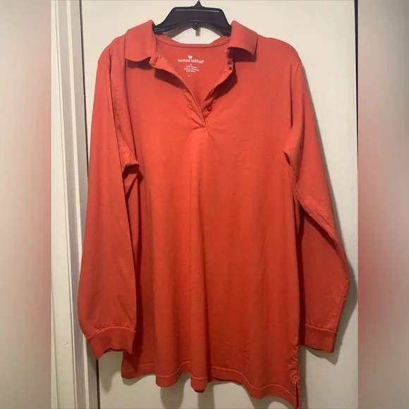 Woman Within Orange Cotton Top - Picture 2 of 7